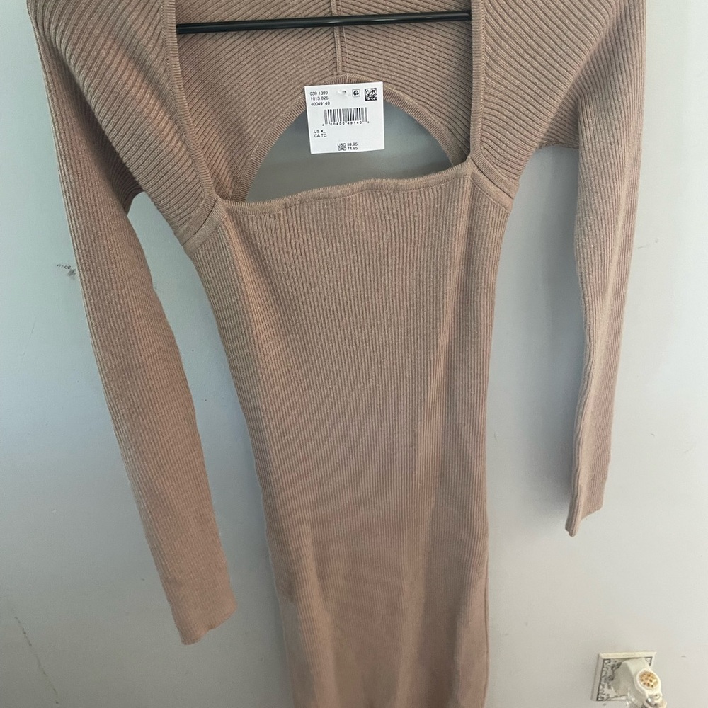 American Eagle Outfitters Brown Ribbed Maxi Dress